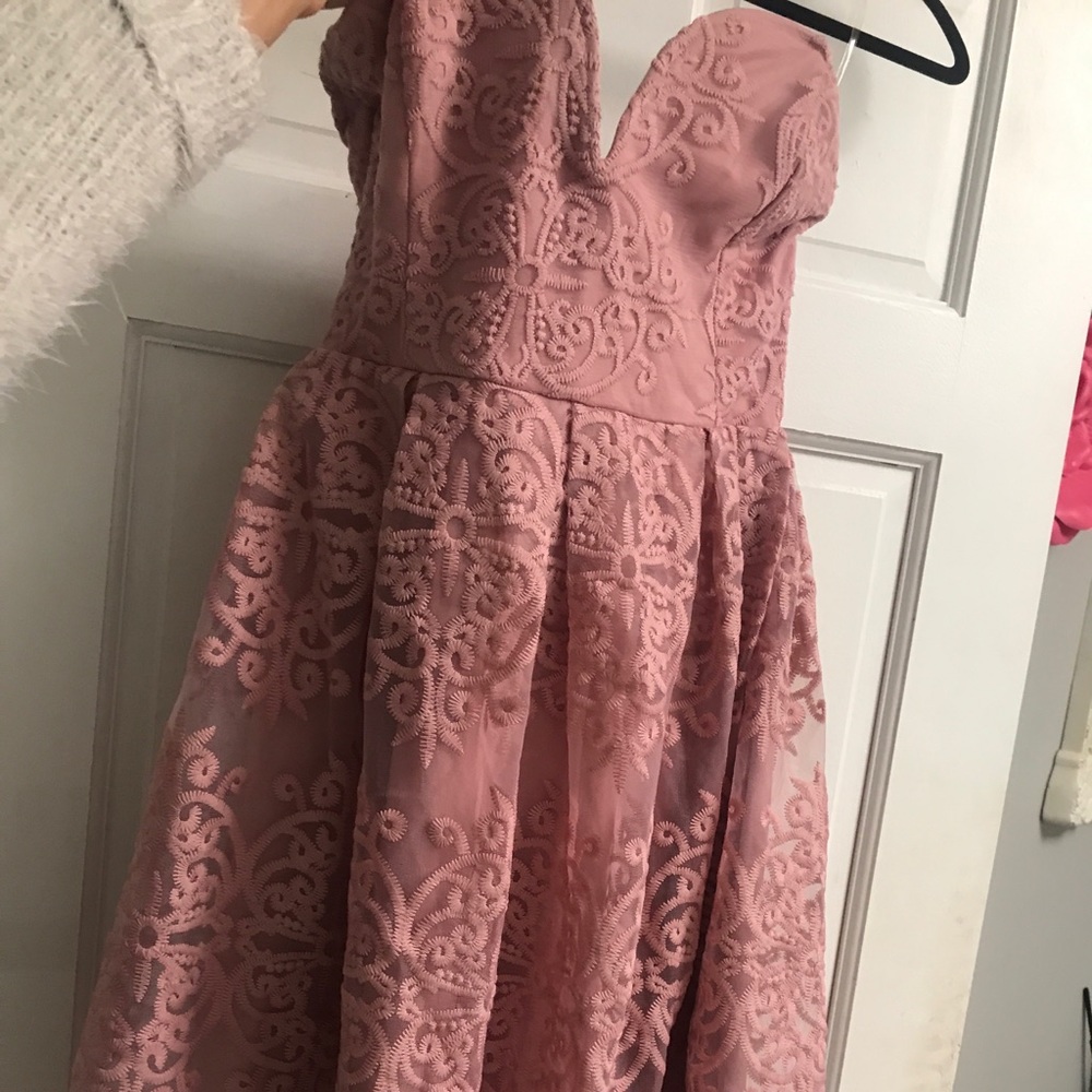Strapless lace gown
